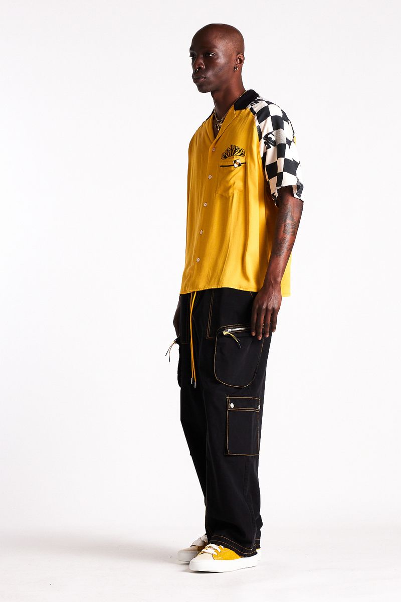Pit Crew Button Shirt - Yellow/Black