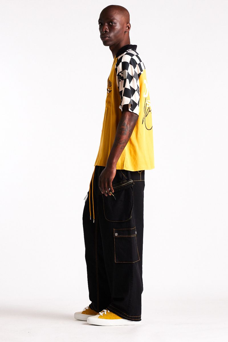 Pit Crew Button Shirt - Yellow/Black