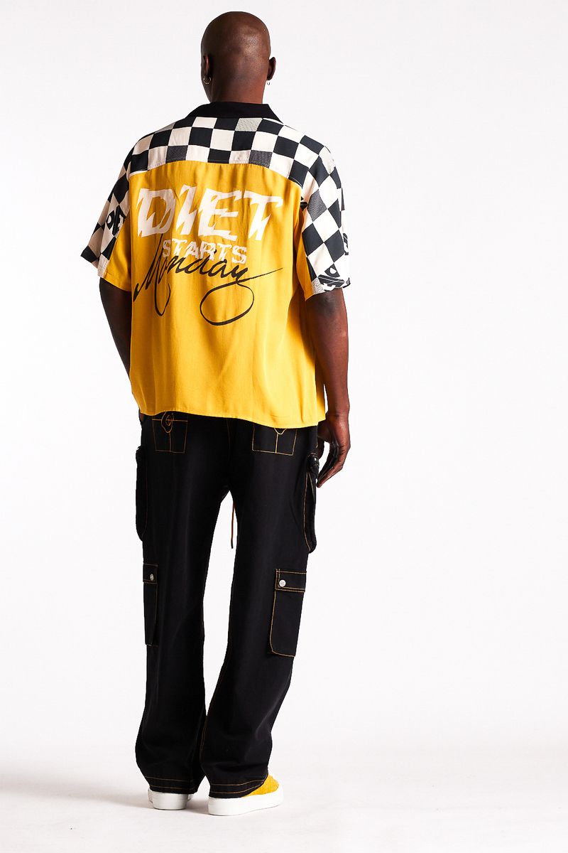 Pit Crew Button Shirt - Yellow/Black