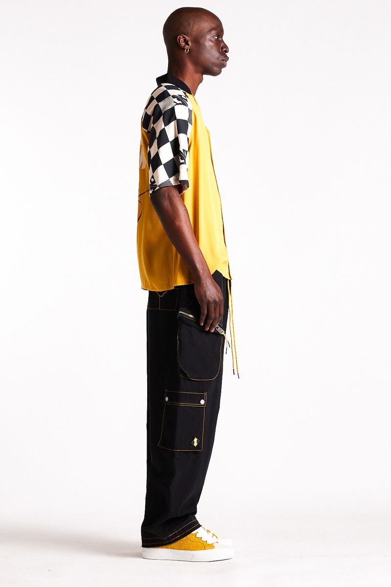 Pit Crew Button Shirt - Yellow/Black