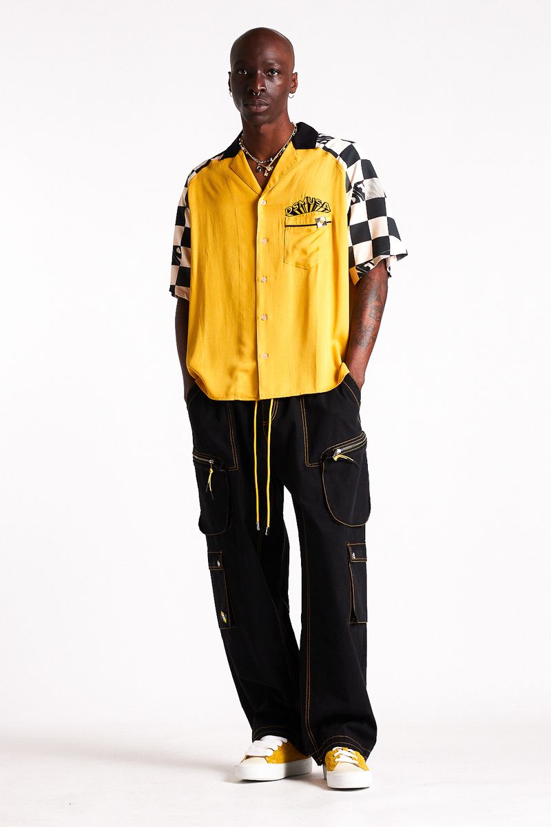 Pit Crew Button Shirt - Yellow/Black