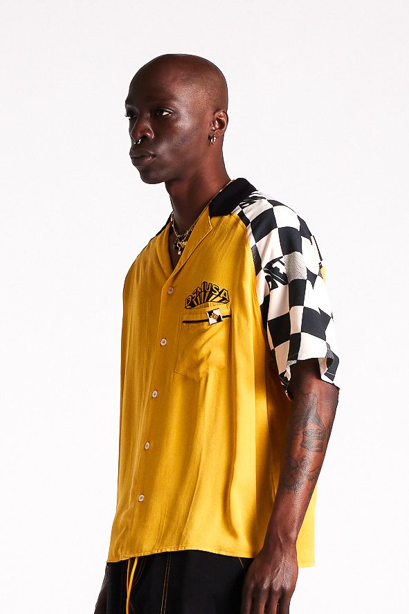 Pit Crew Button Shirt - Yellow/Black