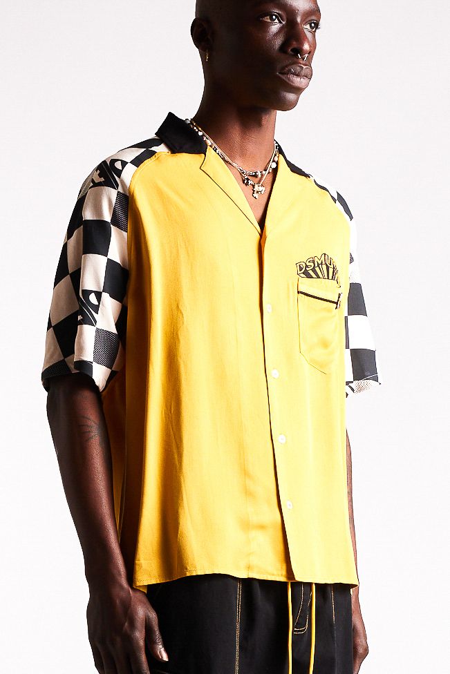 Pit Crew Button Shirt - Yellow/Black