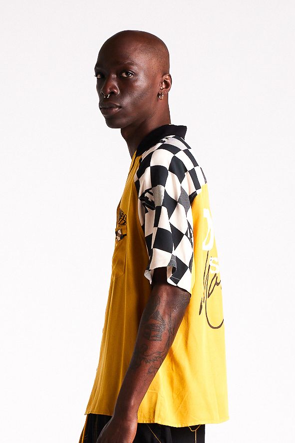 Pit Crew Button Shirt - Yellow/Black