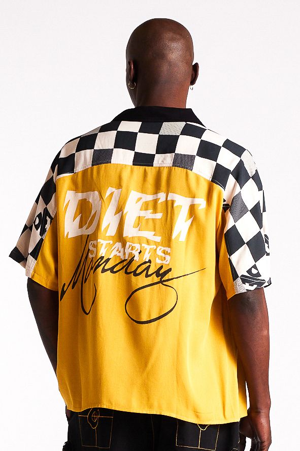 Pit Crew Button Shirt - Yellow/Black