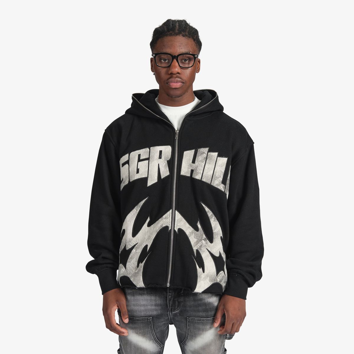 “KATANA” RAW HEM ZIP HOODIE