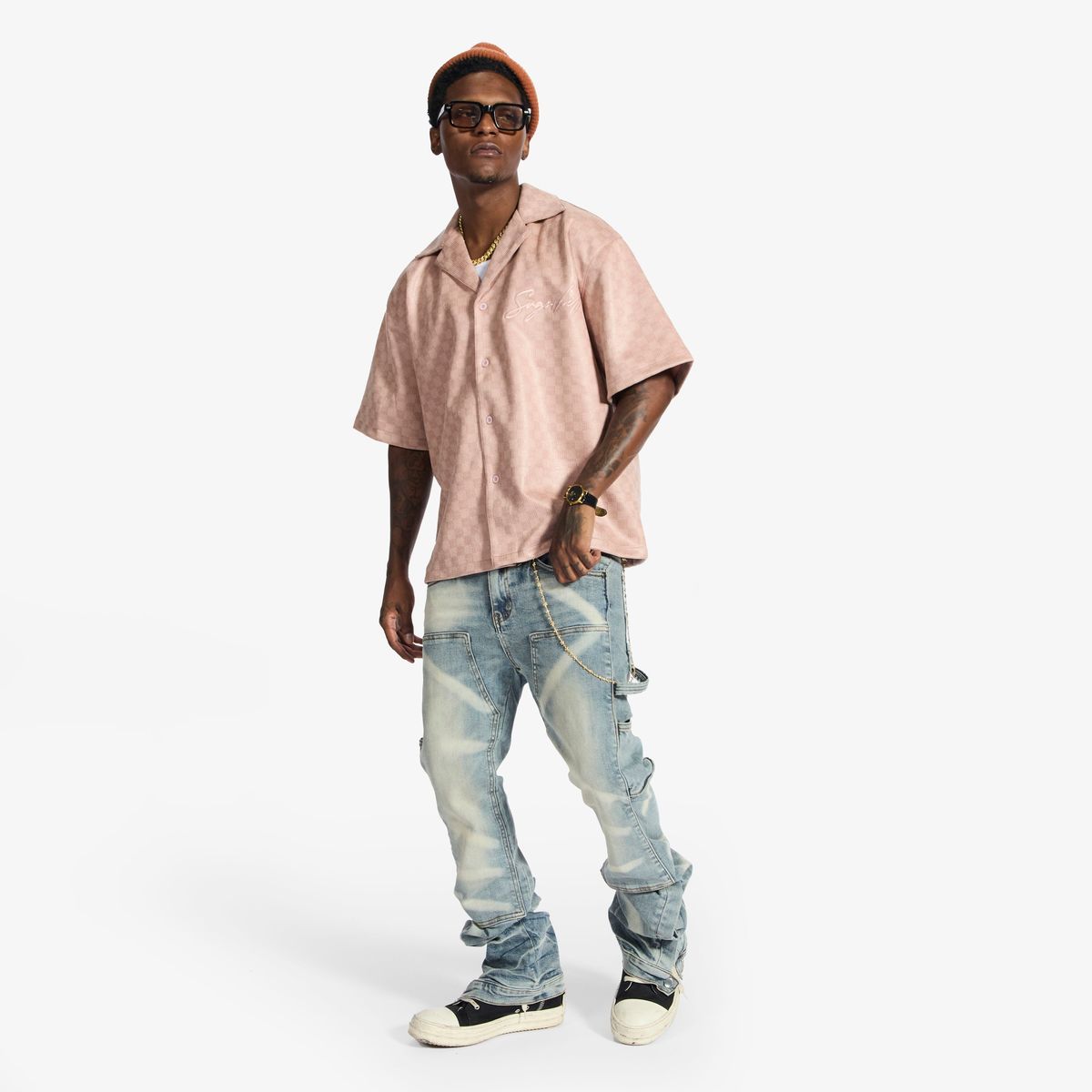 "MADISON" LOUNGE SHIRT (SALMON SPARKLE)