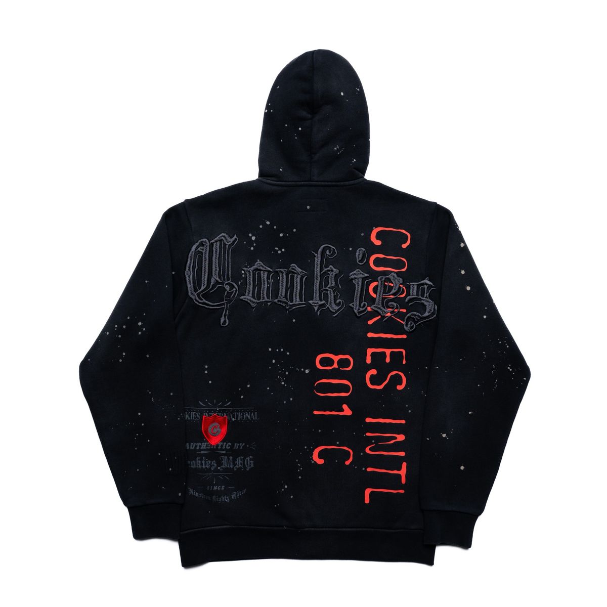 Gold Rush Distressed and Splattered Zip Front Hoodie