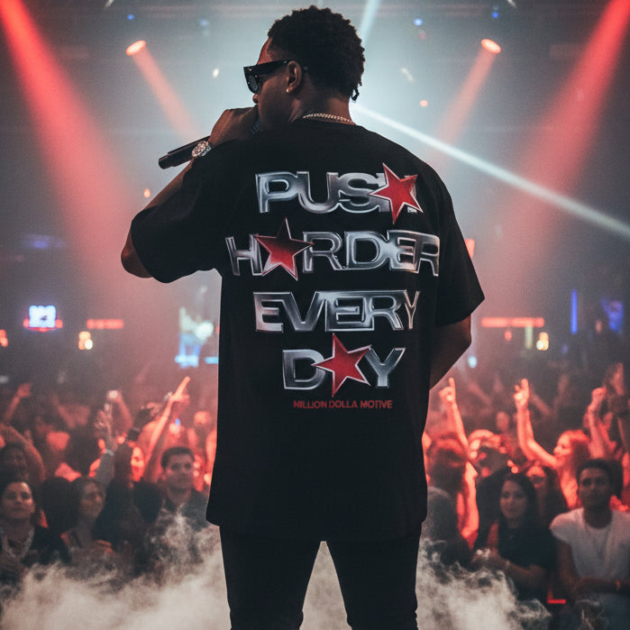 Push Harder Every Day - Black T-Shirts