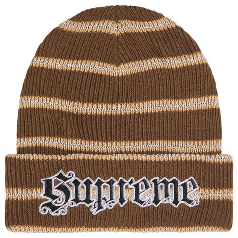 Supreme Metallic Stripe Beanie - Brown