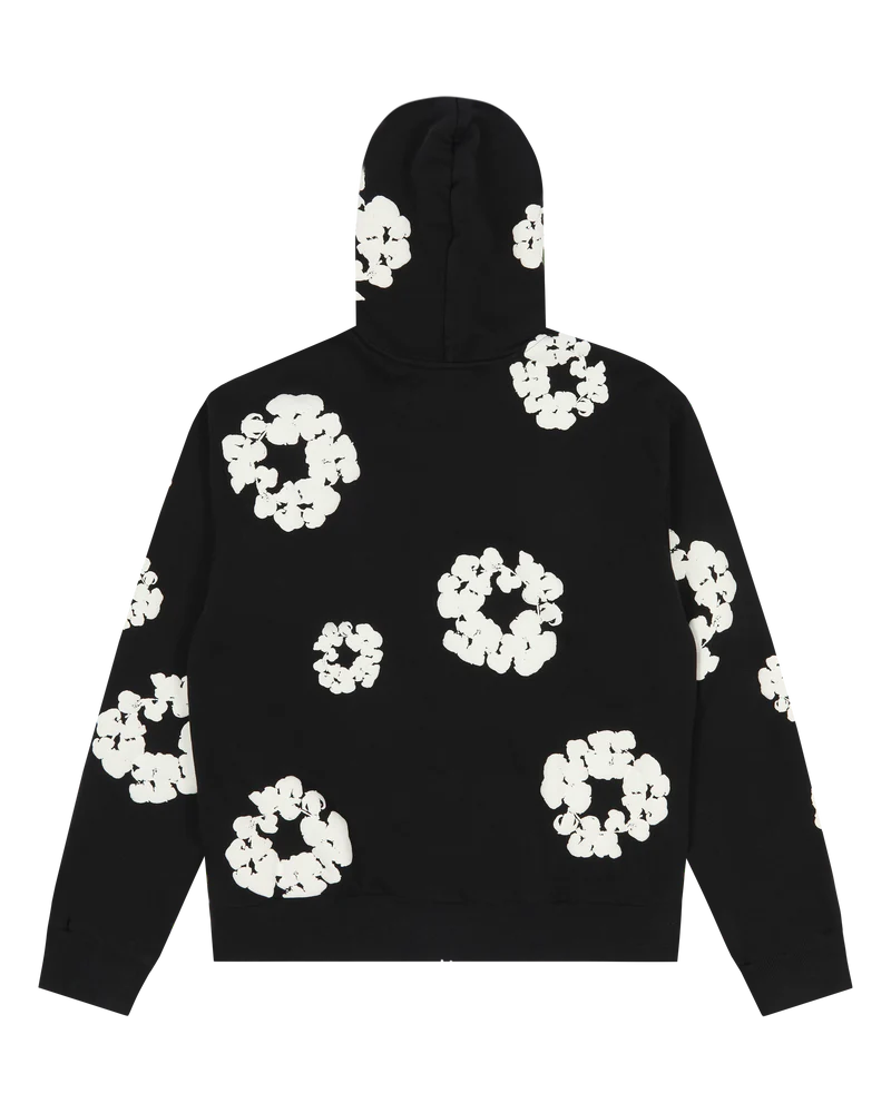 Cotton Wreath Zip Hoodie Grey