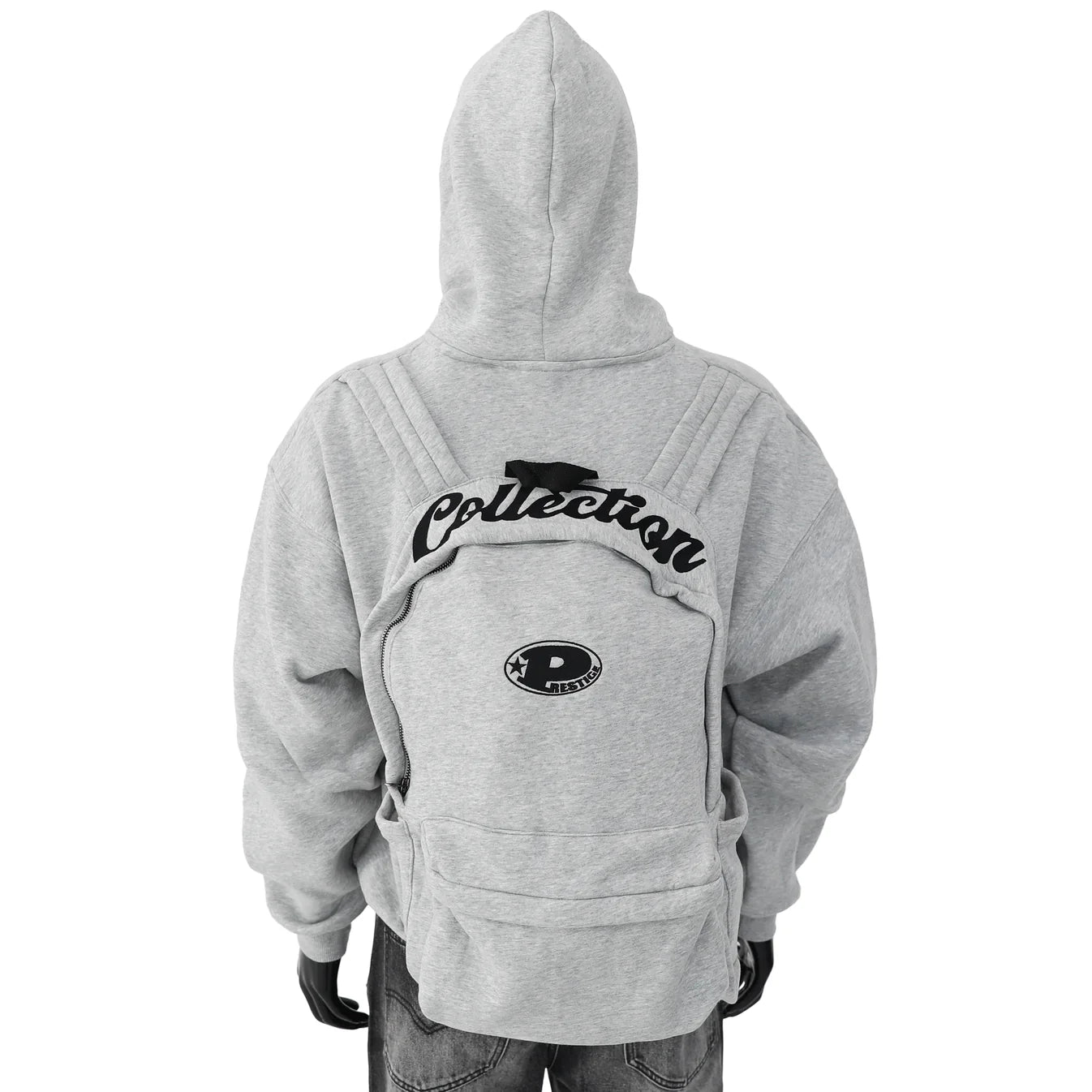 Prestige Grey Backpack Hoodie