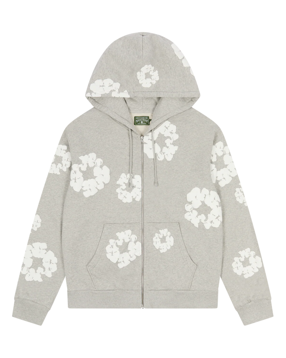 Cotton Wreath Zip Hoodie Grey