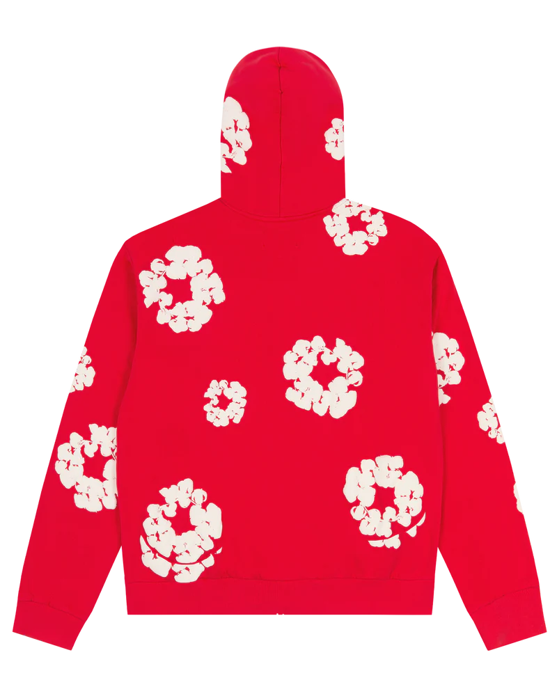 Cotton Wreath Zip Hoodie Grey