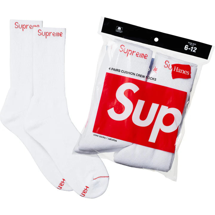 Supreme®/Hanes® Crew Socks (4 Pack) black white gray