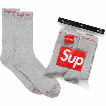 Supreme®/Hanes® Crew Socks (4 Pack) black white gray