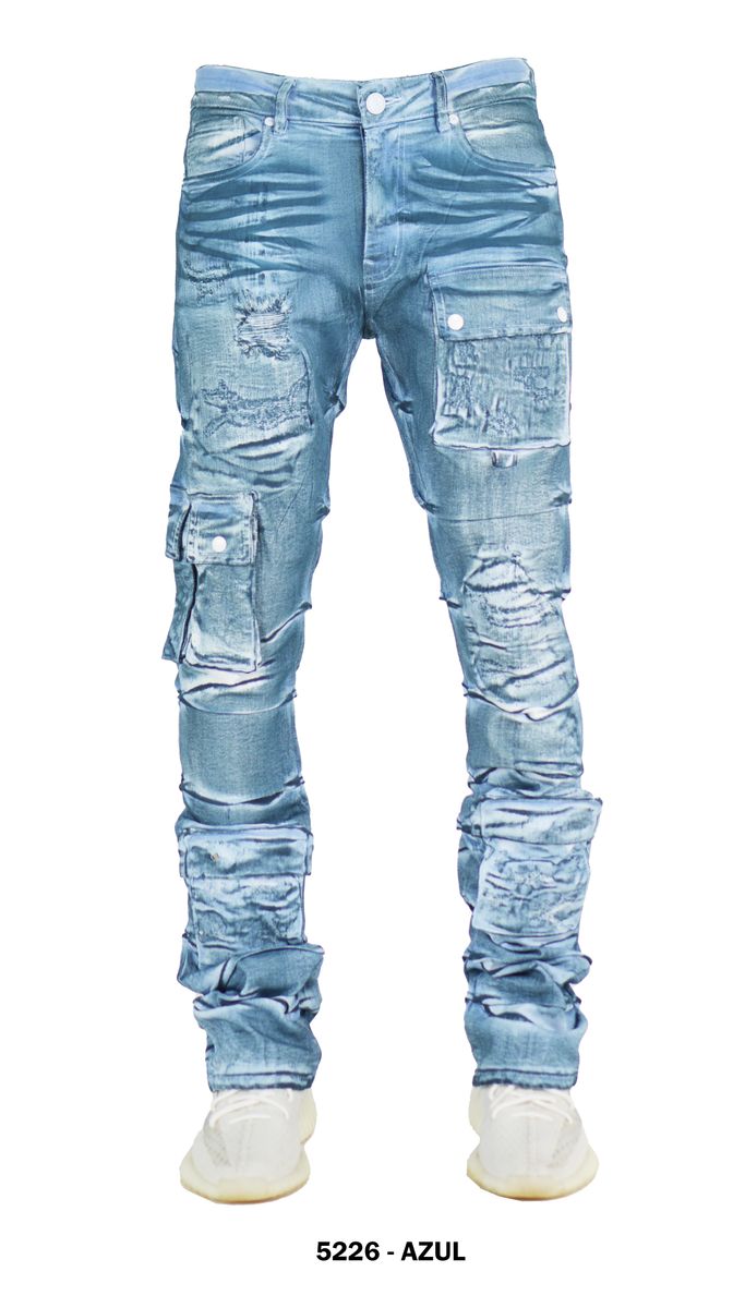 CARGO STACKED DENIM