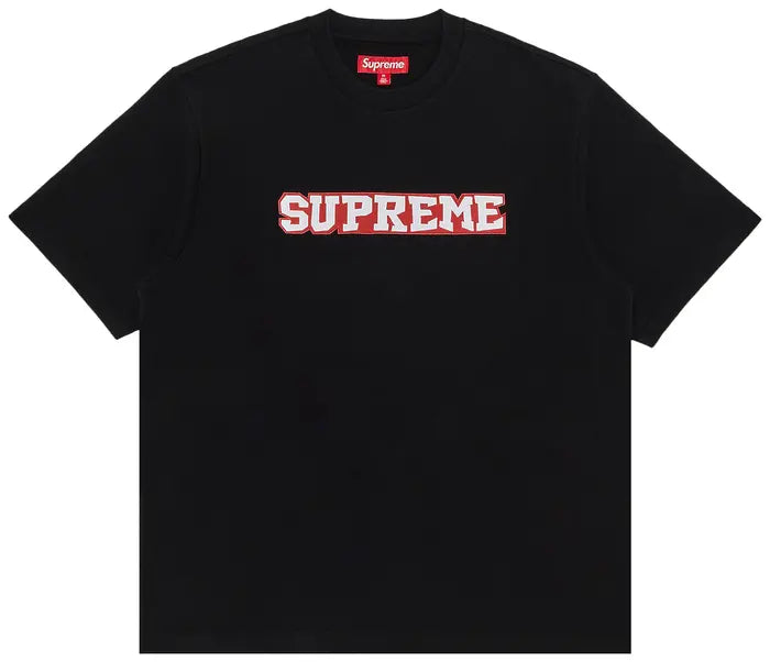 Supreme Satin Appliqué Short-Sleeve Top 'Black'