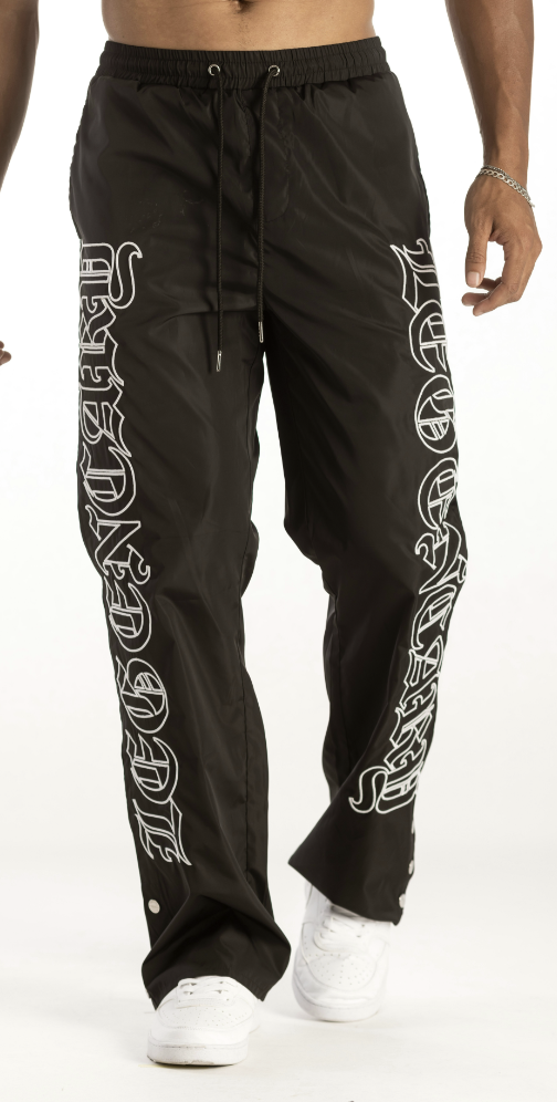 NYLON W/EMBROIDERY SNAP BUTTON PANTS