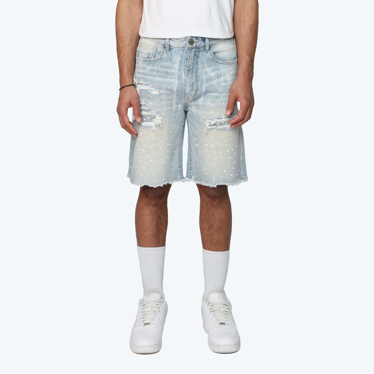 ALL RHINESTONE DENIM SHORT