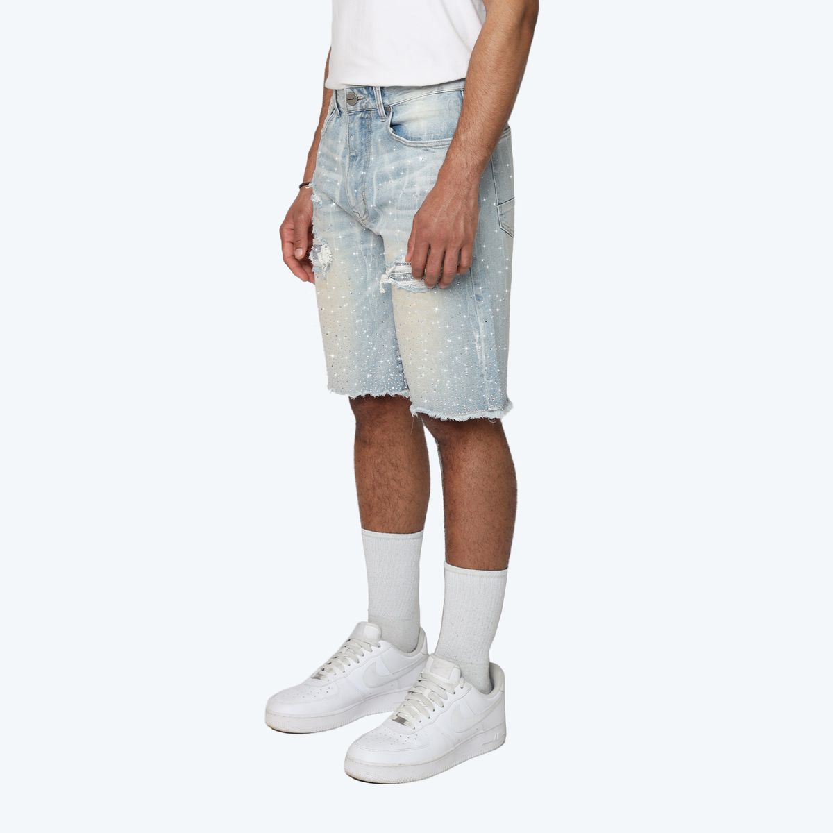 ALL RHINESTONE DENIM SHORT
