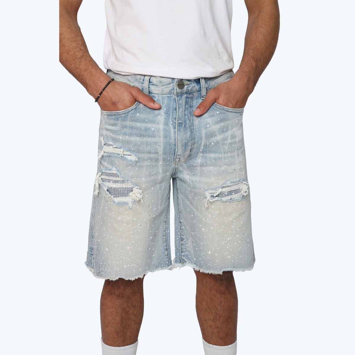 ALL RHINESTONE DENIM SHORT