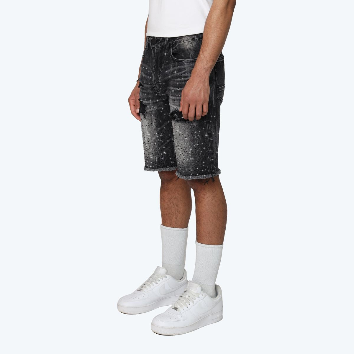 ALL RHINESTONE DENIM SHORT