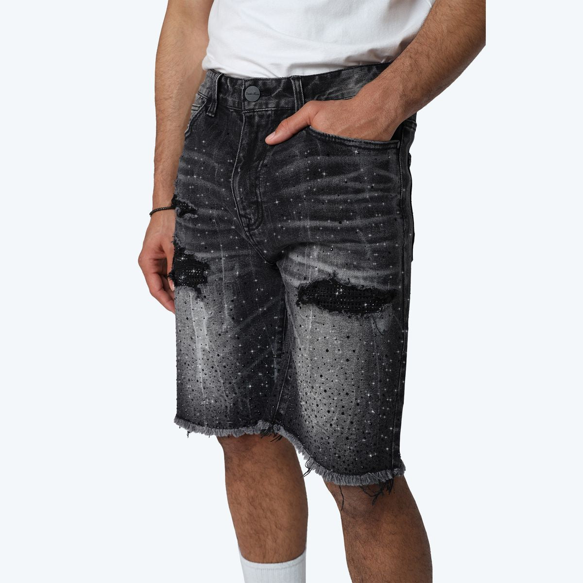 ALL RHINESTONE DENIM SHORT