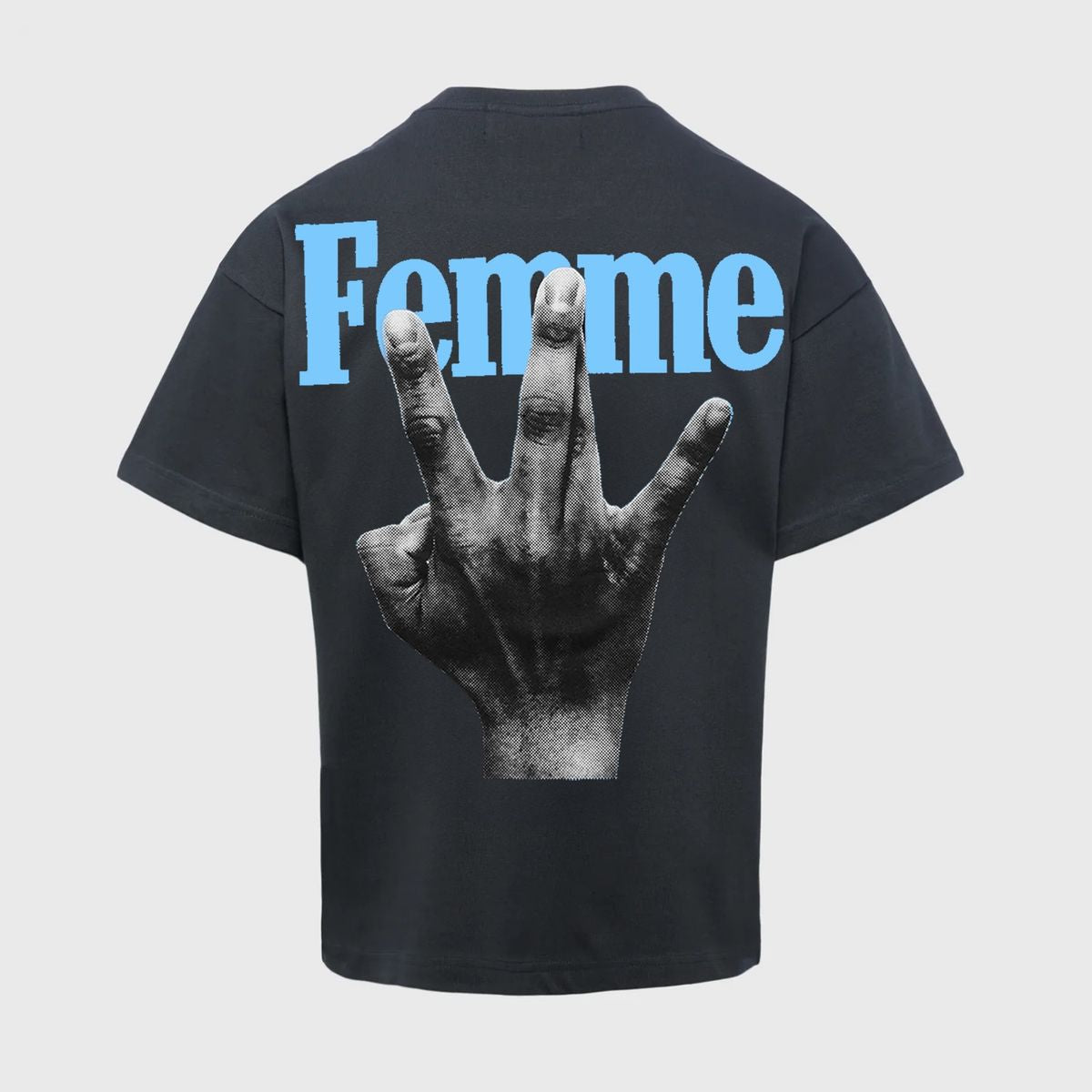 Twisted Fingers Tee Black with Blue