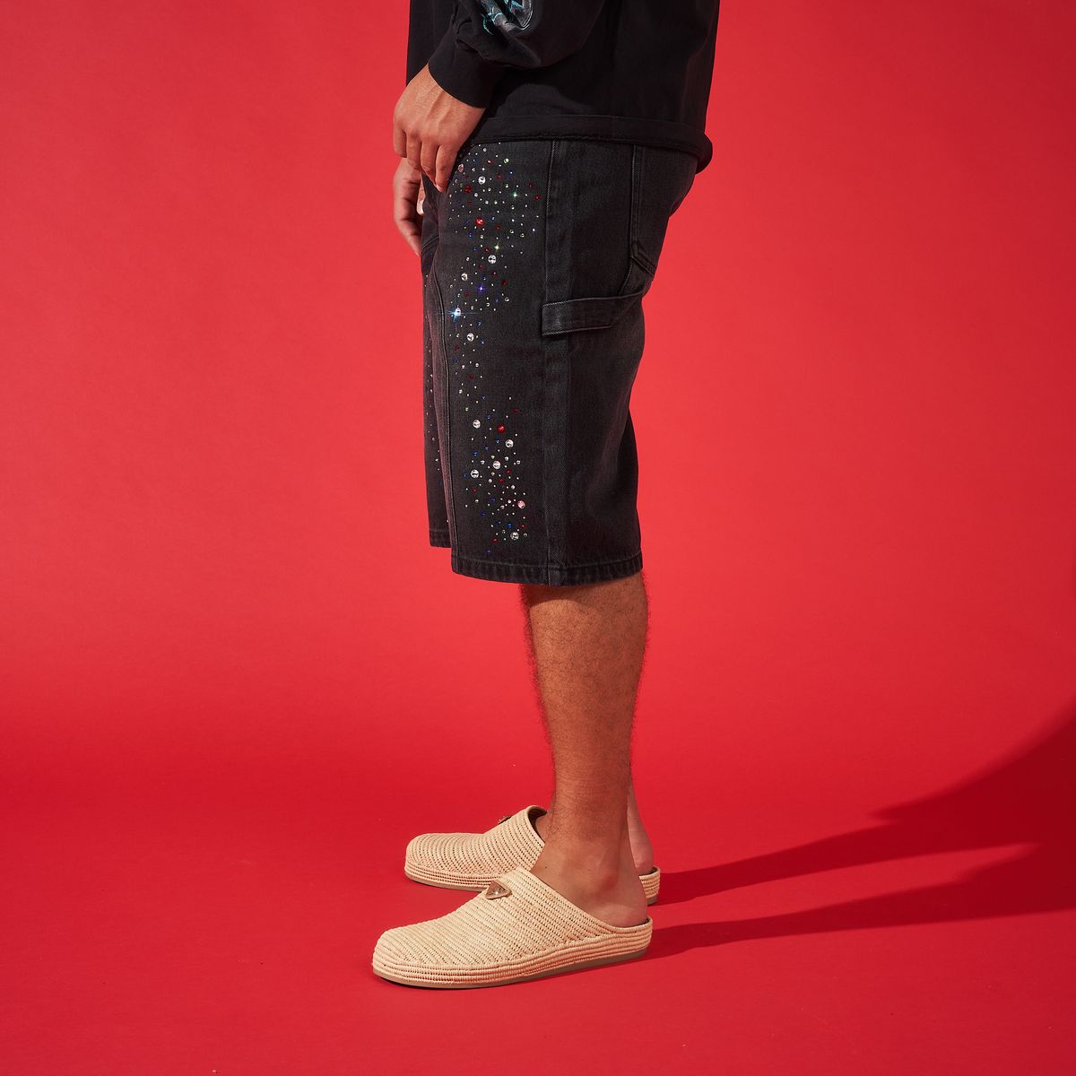 DUAA -SUPPLICATION'' STONE BLACK DENIM SHORT