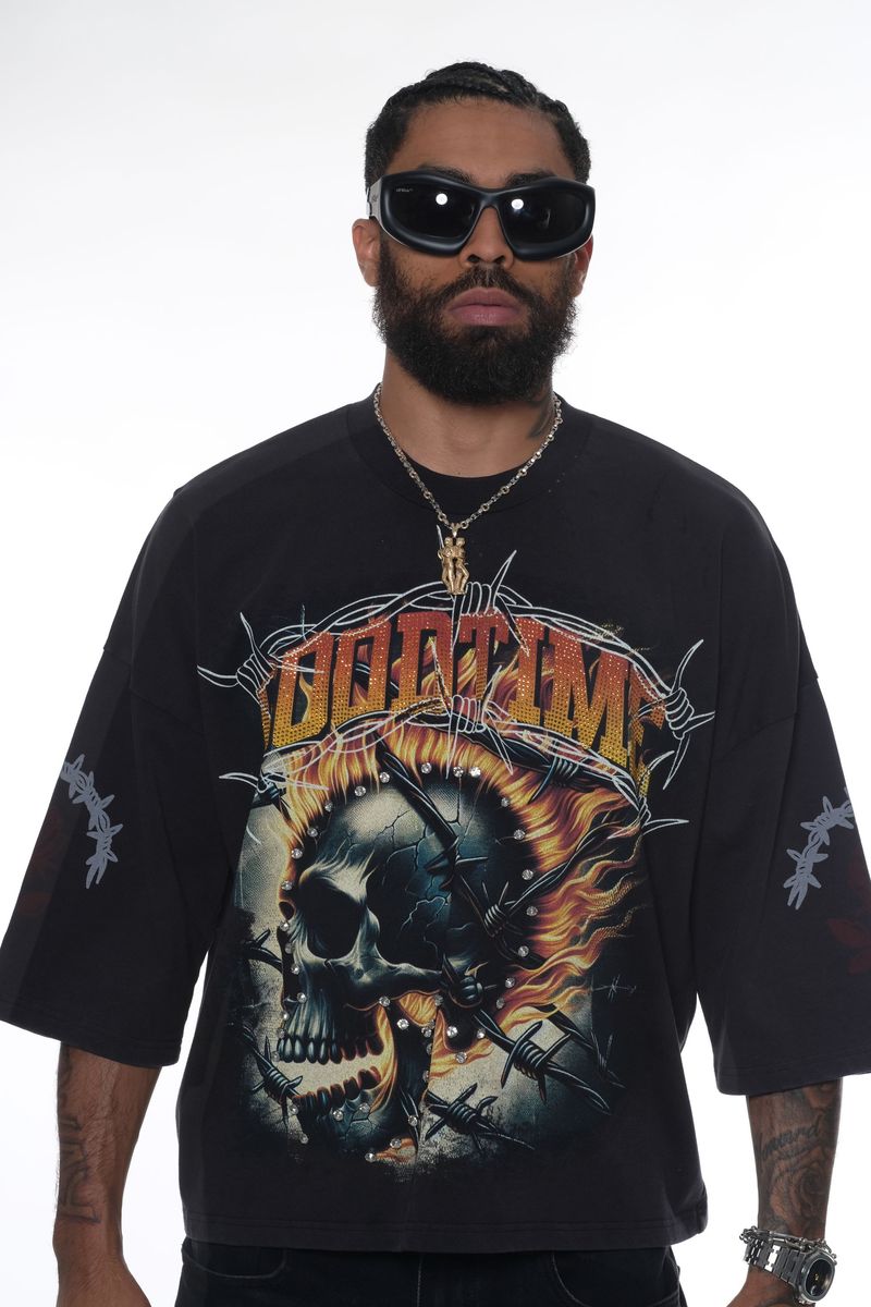 Stray wide & crop fit w/ 3/4 sleeve tshirt