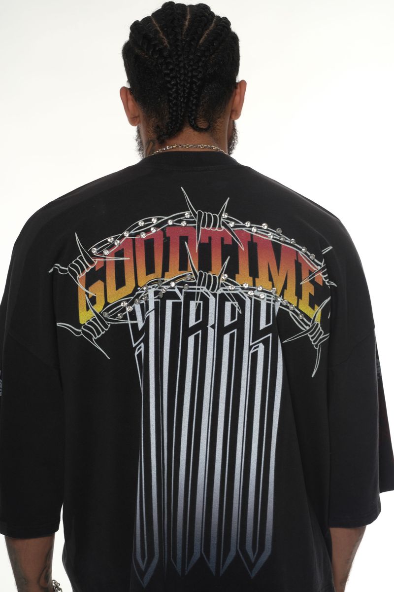 Stray wide & crop fit w/ 3/4 sleeve tshirt