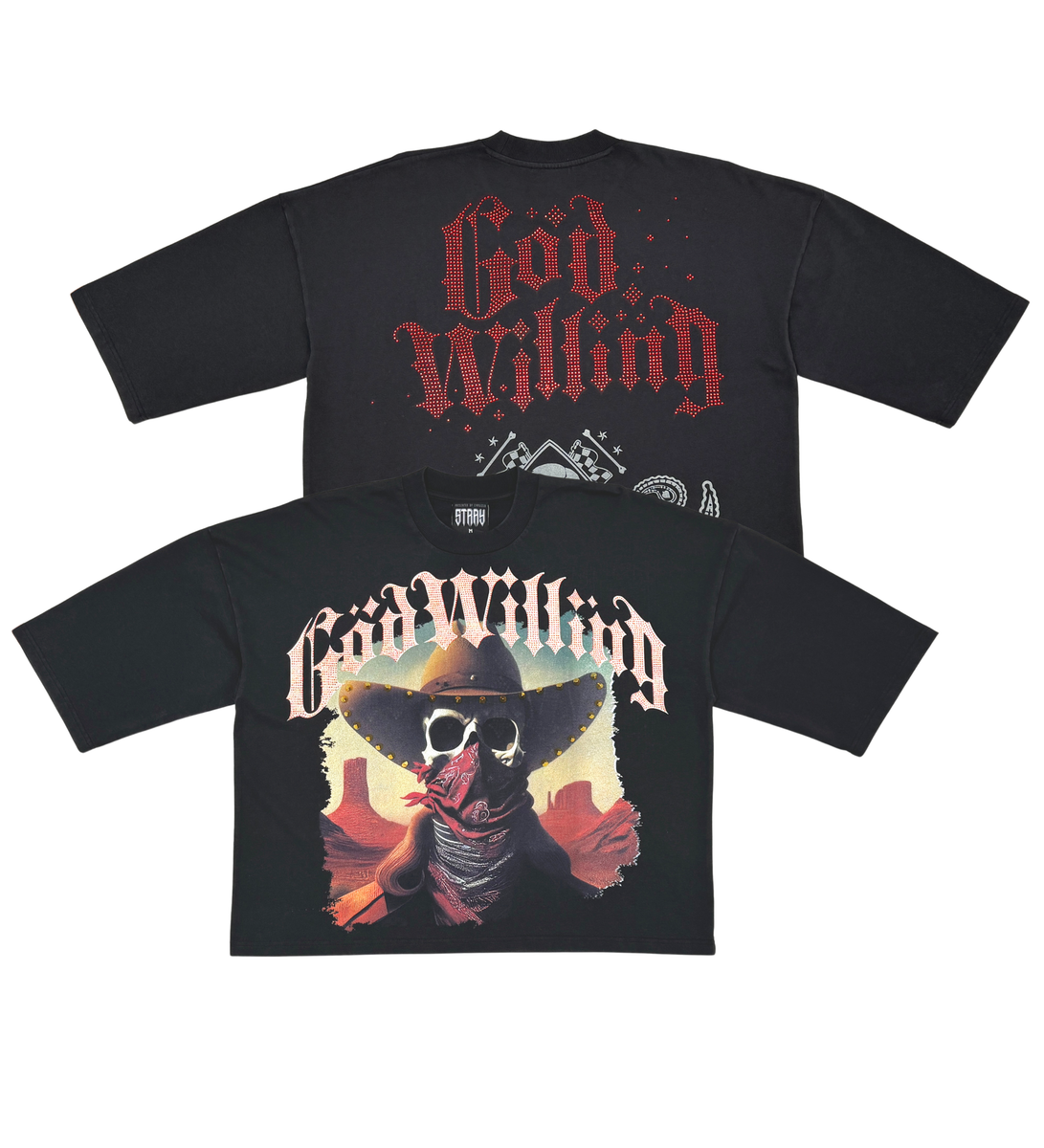 Stray wide & crop fit w/ 3/4 sleeve tshirt