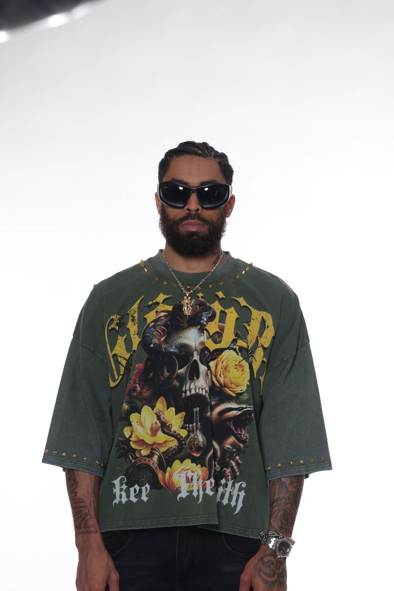 Stray wide & crop fit w/ 3/4 sleeve tshirt