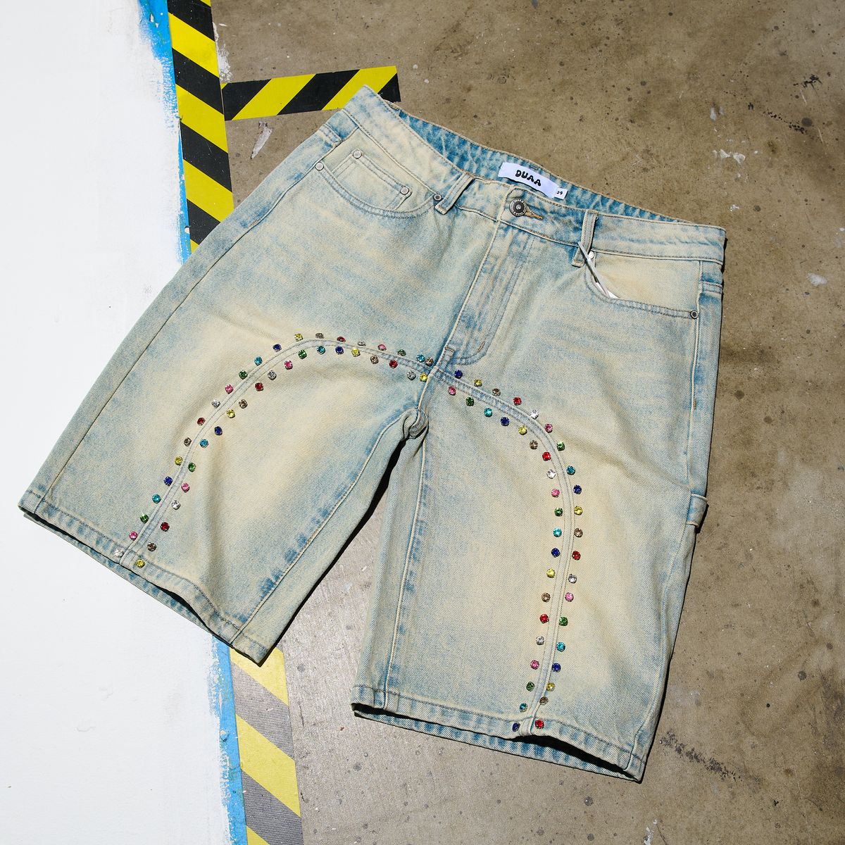''BOOMING'' U STONE BLUE DENIM SHORT