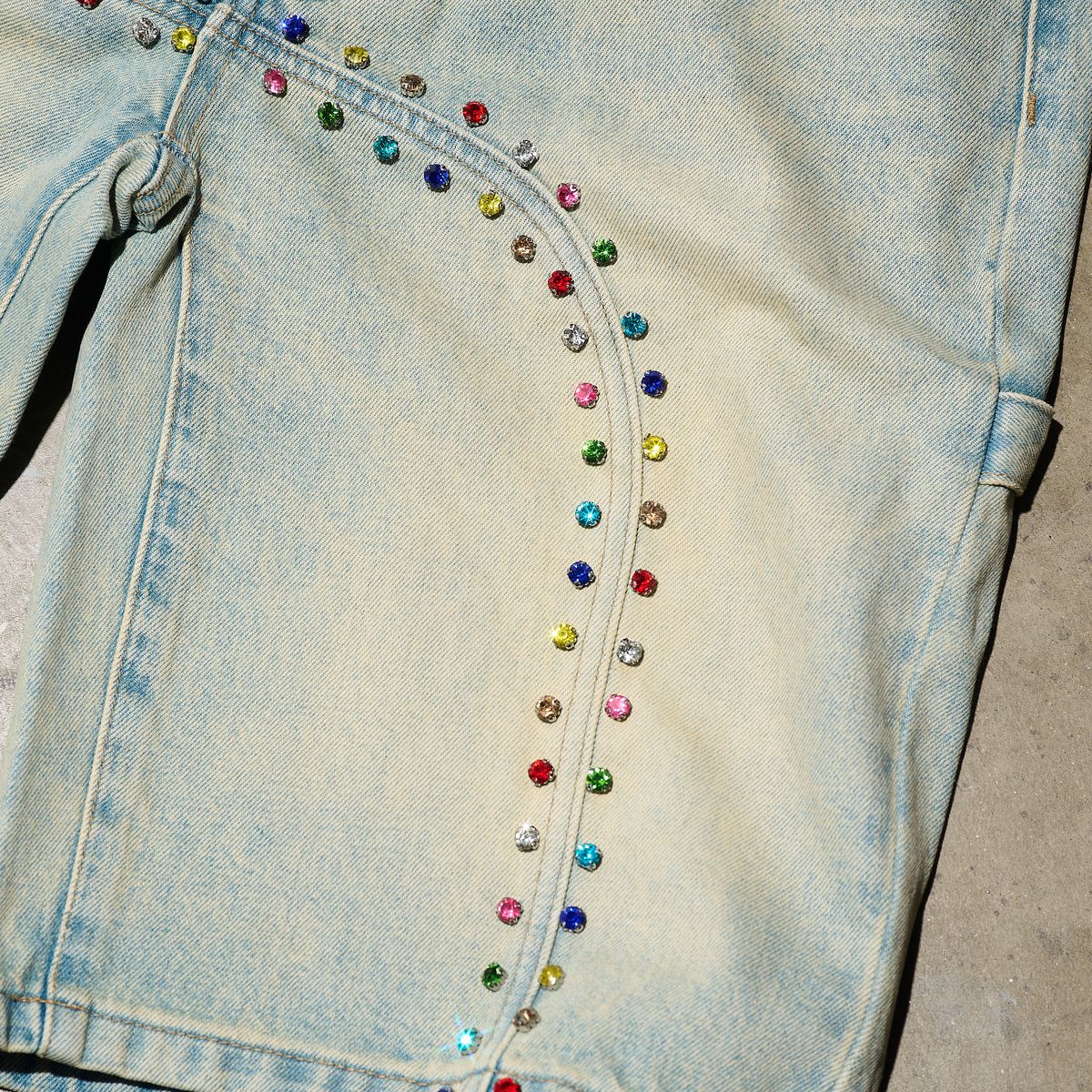 ''BOOMING'' U STONE BLUE DENIM SHORT