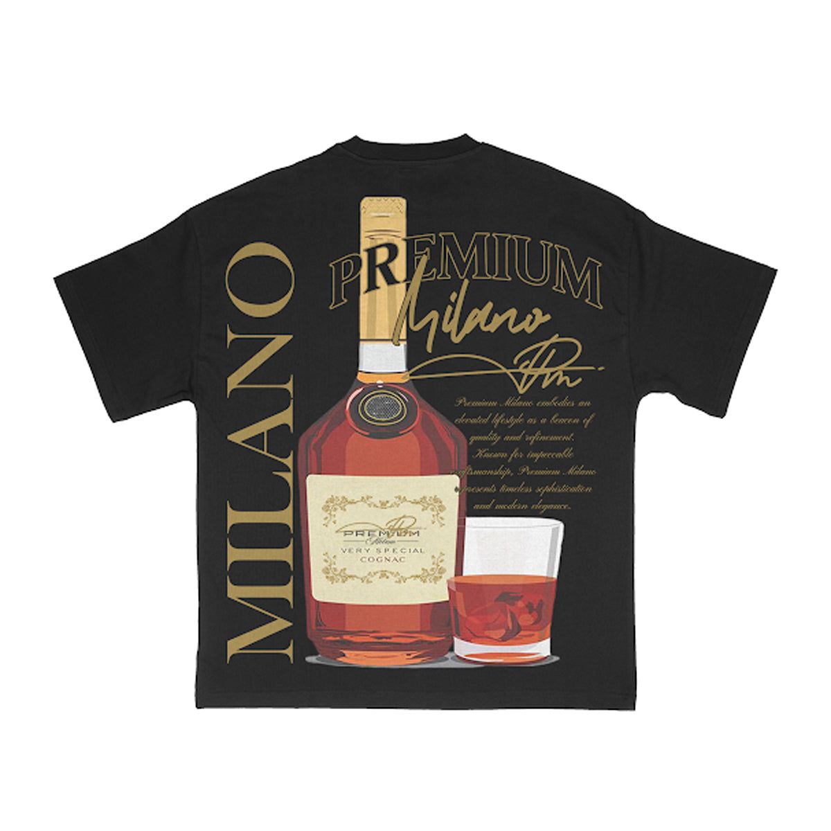 Premium Cognac Crew Neck T-Shirt Black
