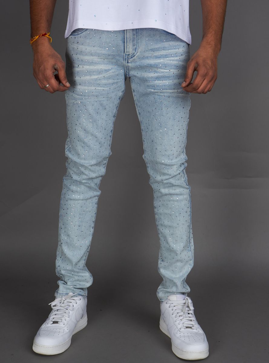 Rhinestone denim jeans