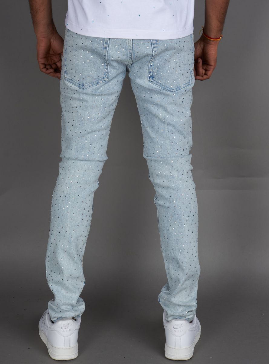 Rhinestone denim jeans