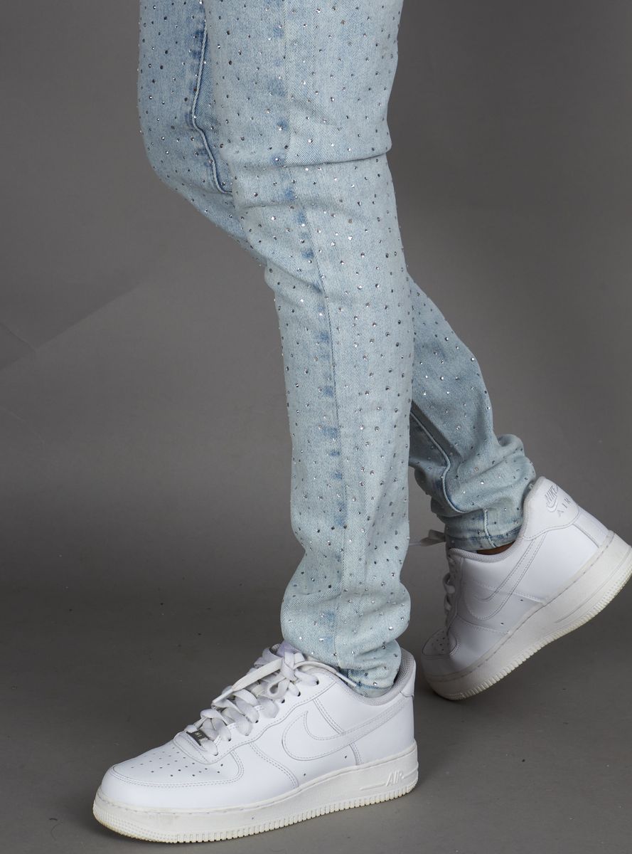 Rhinestone denim jeans