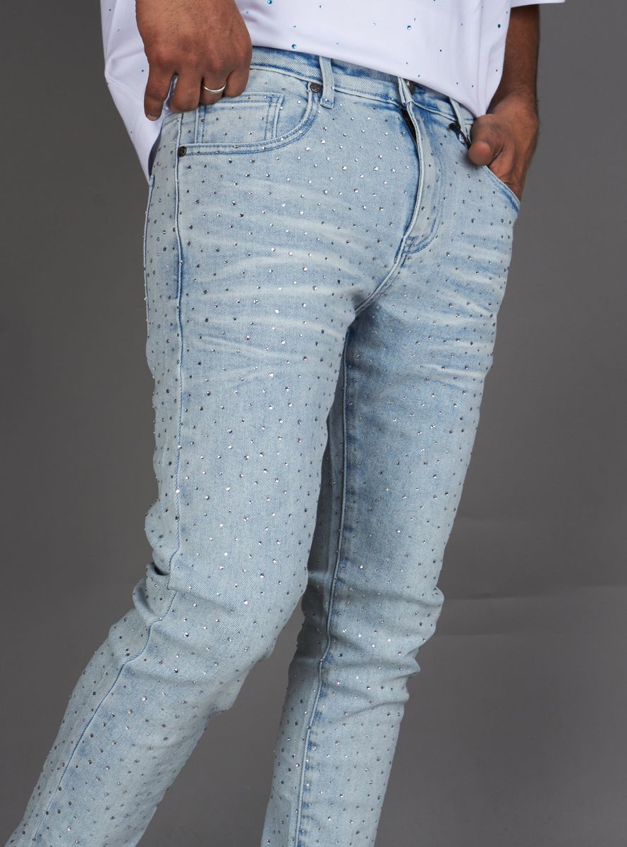 Rhinestone denim jeans