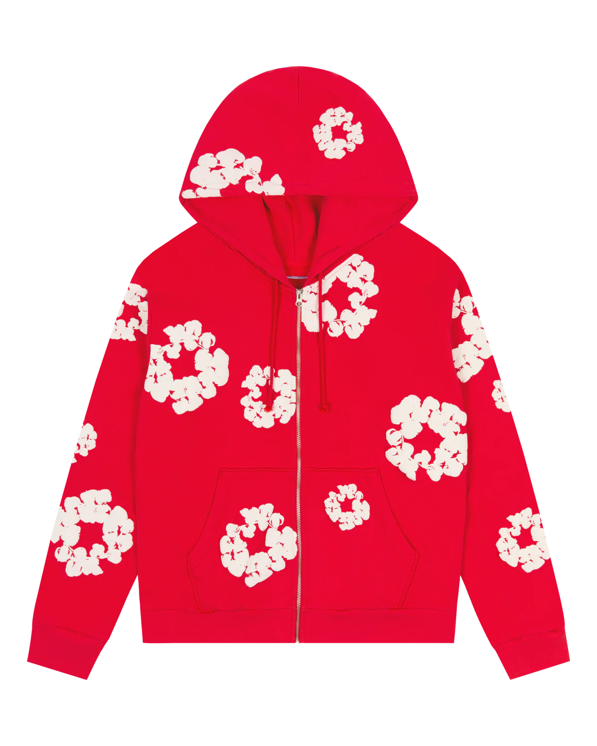 Cotton Wreath Zip Hoodie Grey