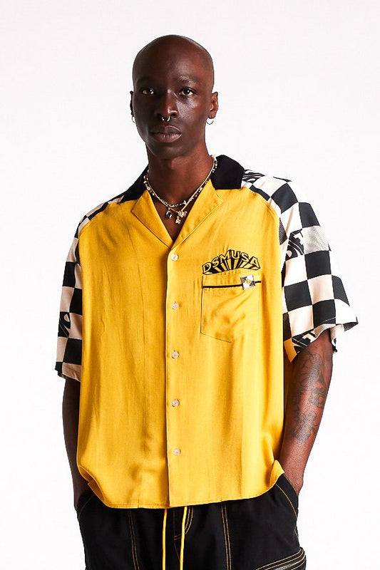 Pit Crew Button Shirt - Yellow/Black