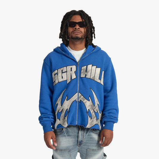“KATANA” RAW HEM ZIP HOODIE