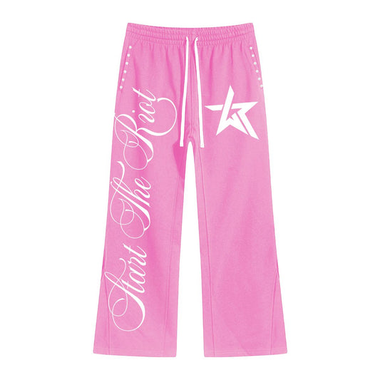 START THE RIOT SWEATS (RHINESTONES) PINK