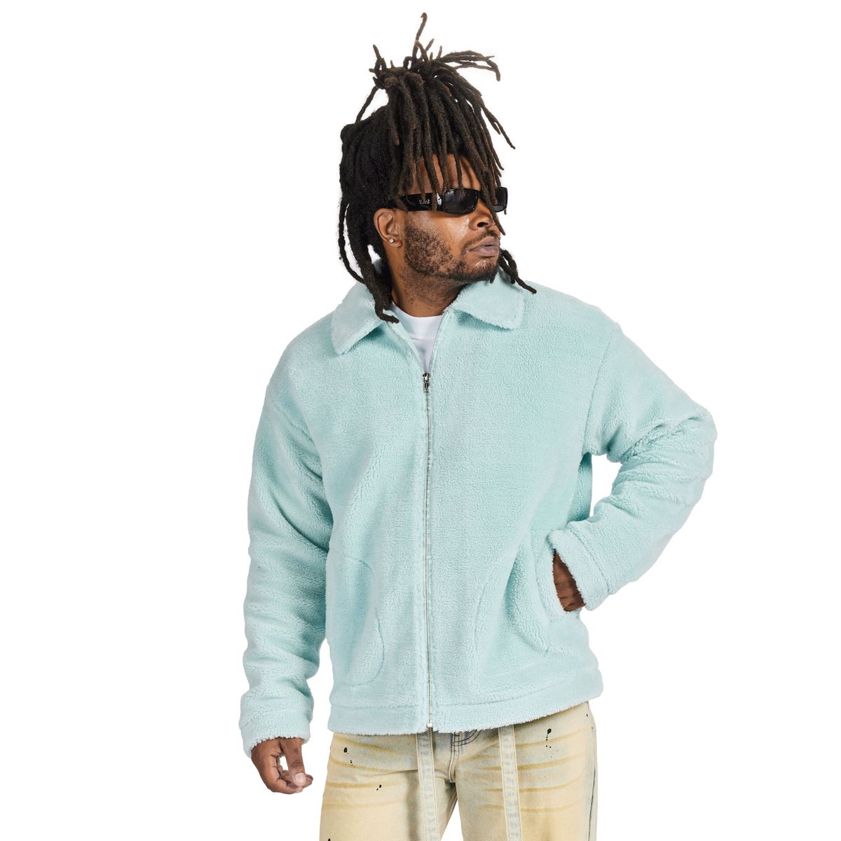 SHERPA FLEECE JACKET (AQUA)