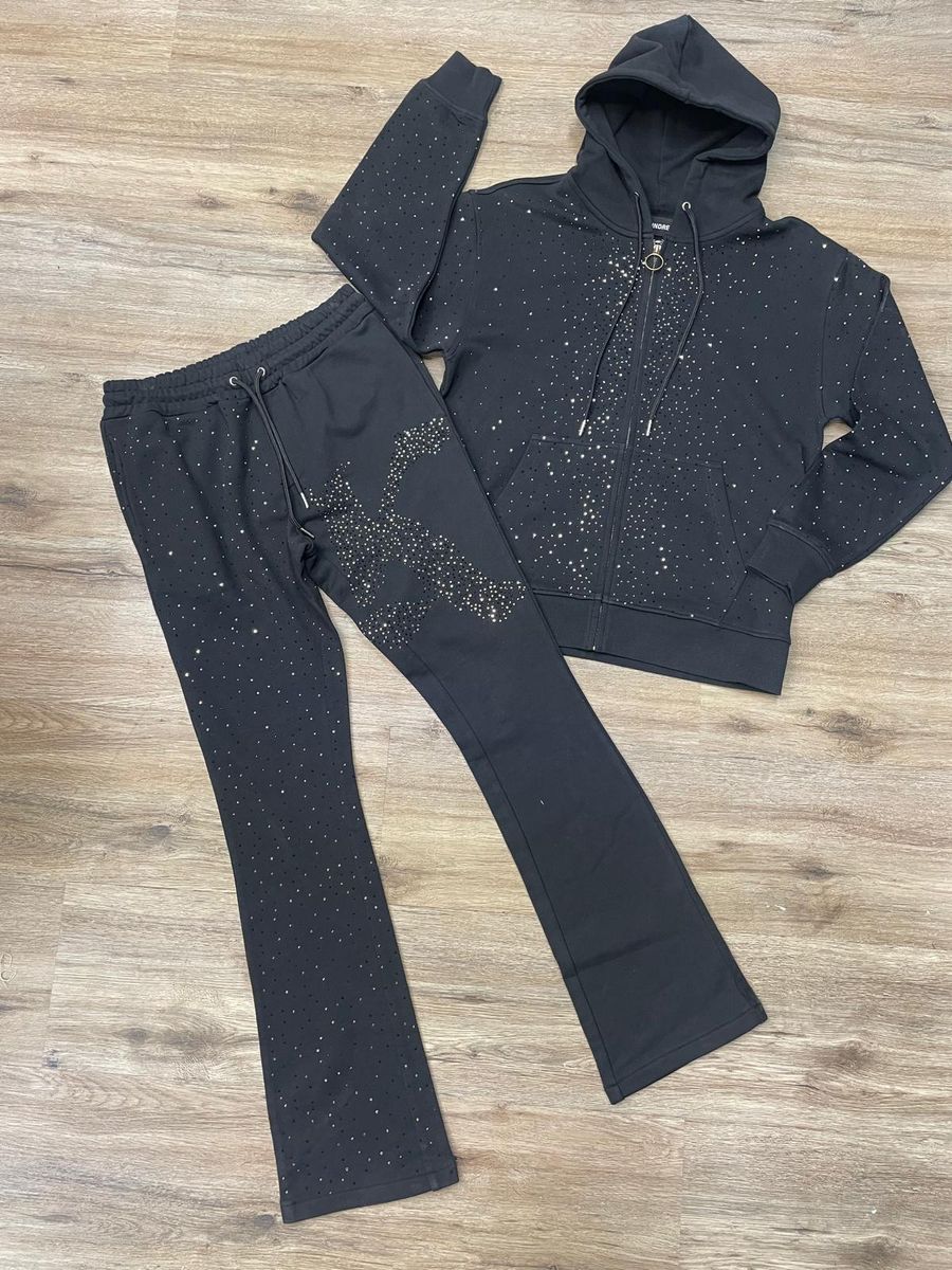 RHINESTONE FRENCH TERRY FLEECE SET
