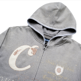 Gold Rush Distressed and Splattered Zip Front Hoodie