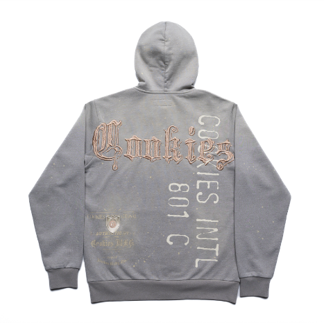Gold Rush Distressed and Splattered Zip Front Hoodie