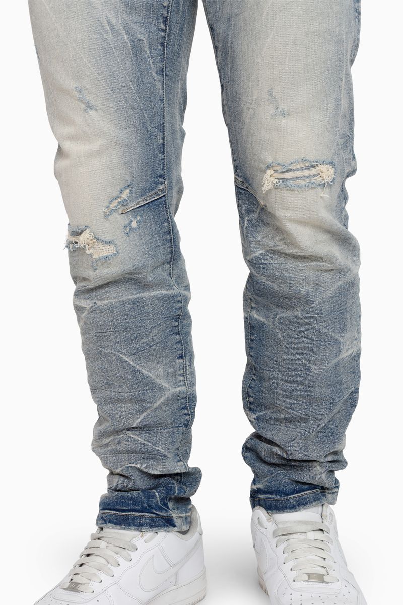 HONEYCOMB EFFECT WASHED JEANS